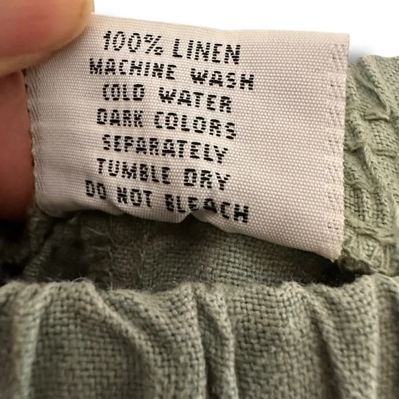 NWT Click Sage Green Linen Elastic Waist Pullon Pants Lagenlook Boho Size Large - Picture 9 of 9